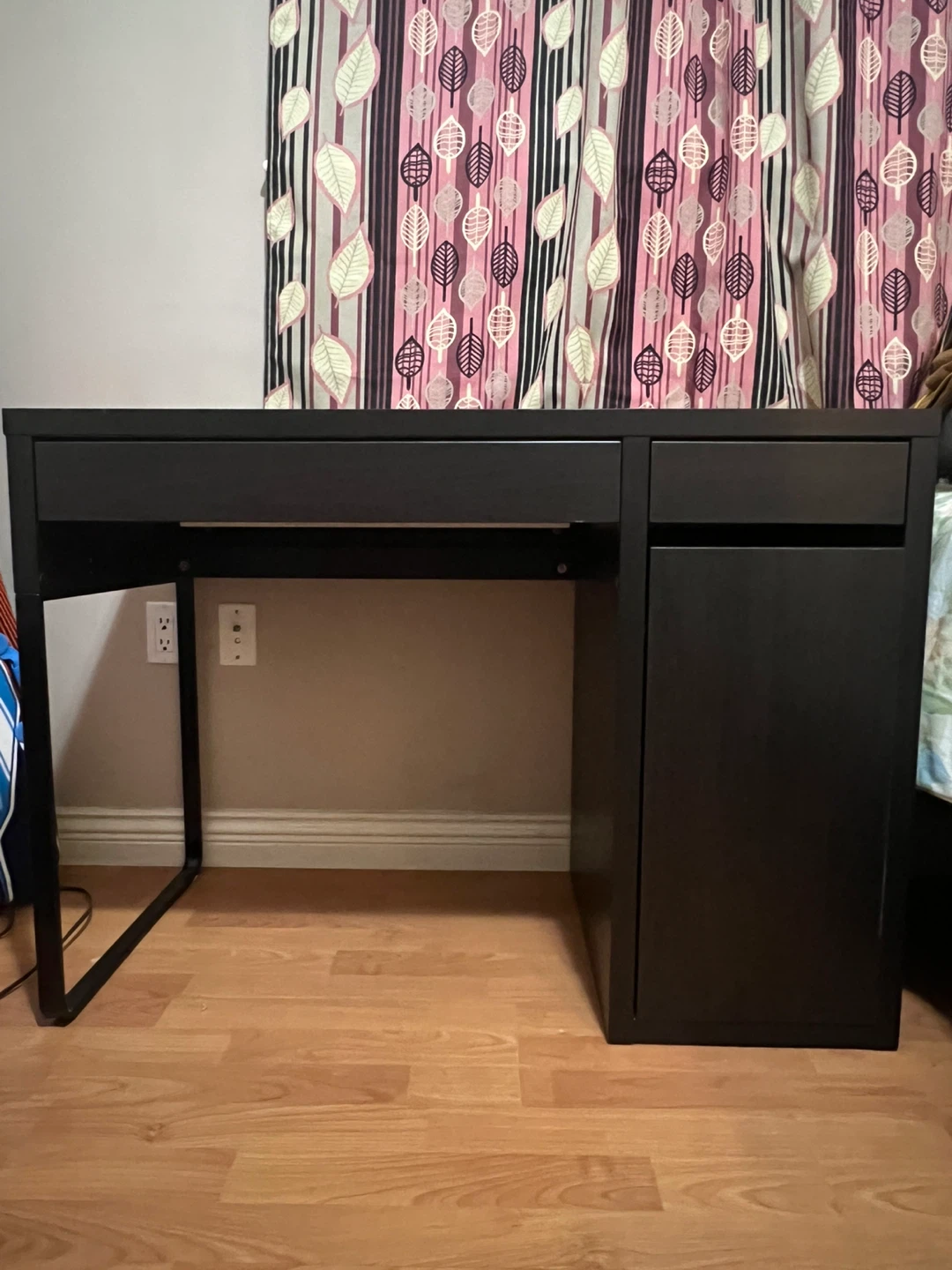 Black Desk with Drawers and Cabinet