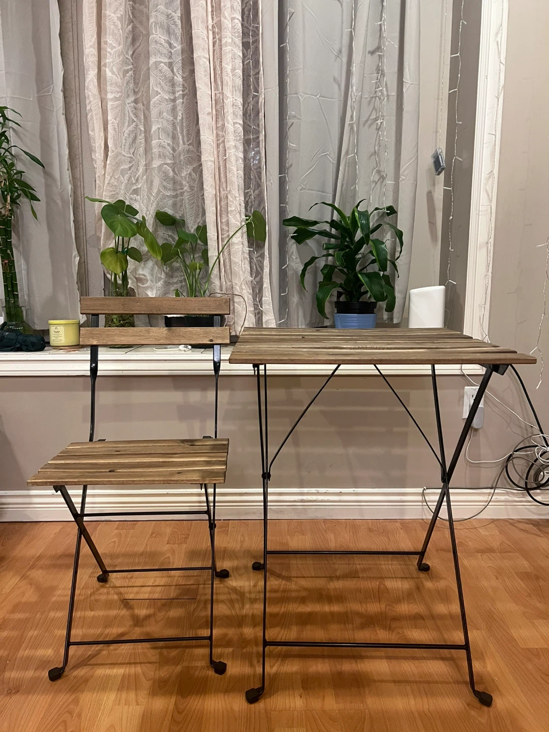 Wood and Metal Bistro Set
