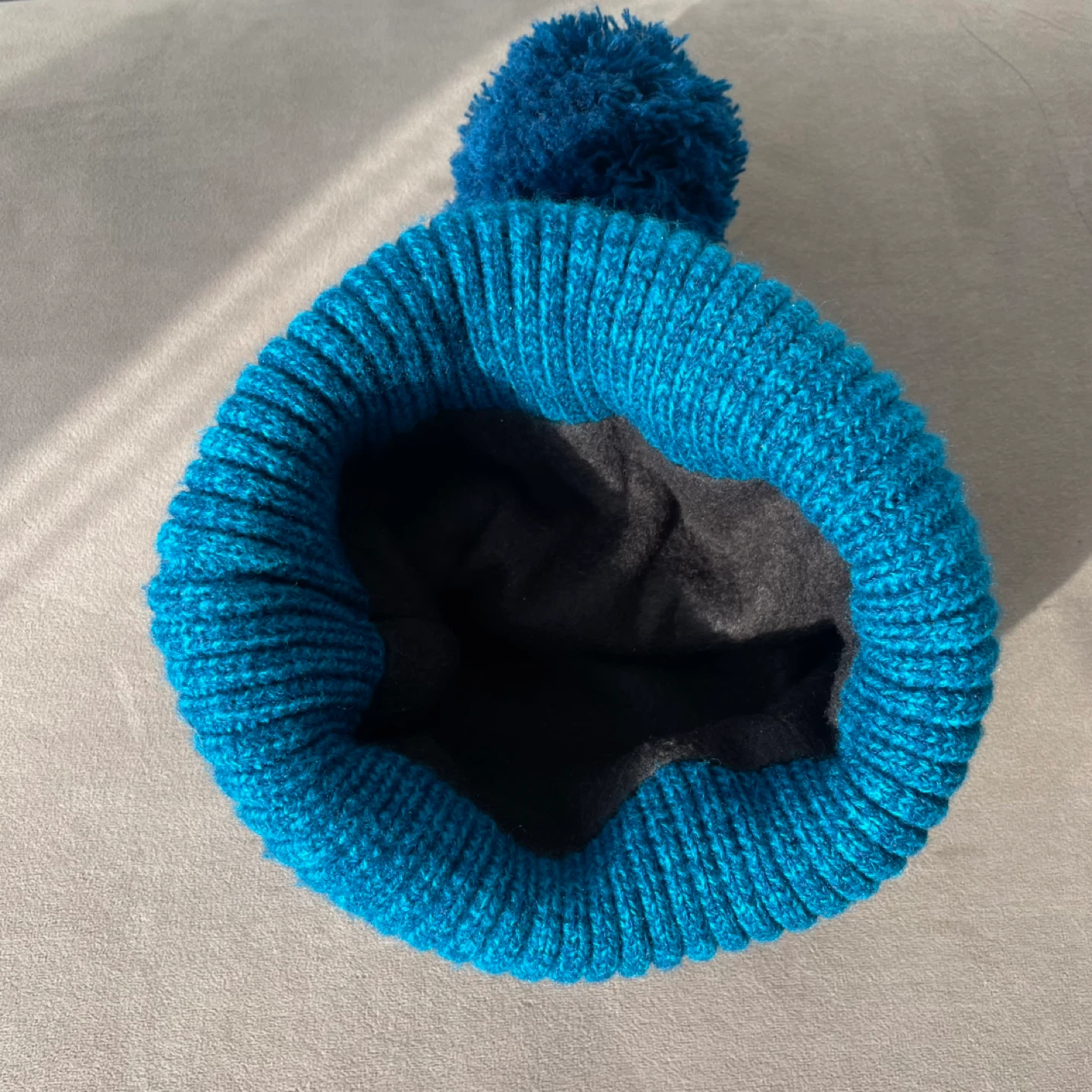 Blue Knitted Beanie Winter Hat Toque Fleece Lined - photo 2