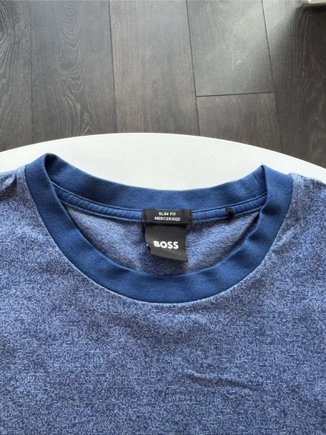 BOSS Slim Fit Mercerised T-Shirt - Blue - photo 3