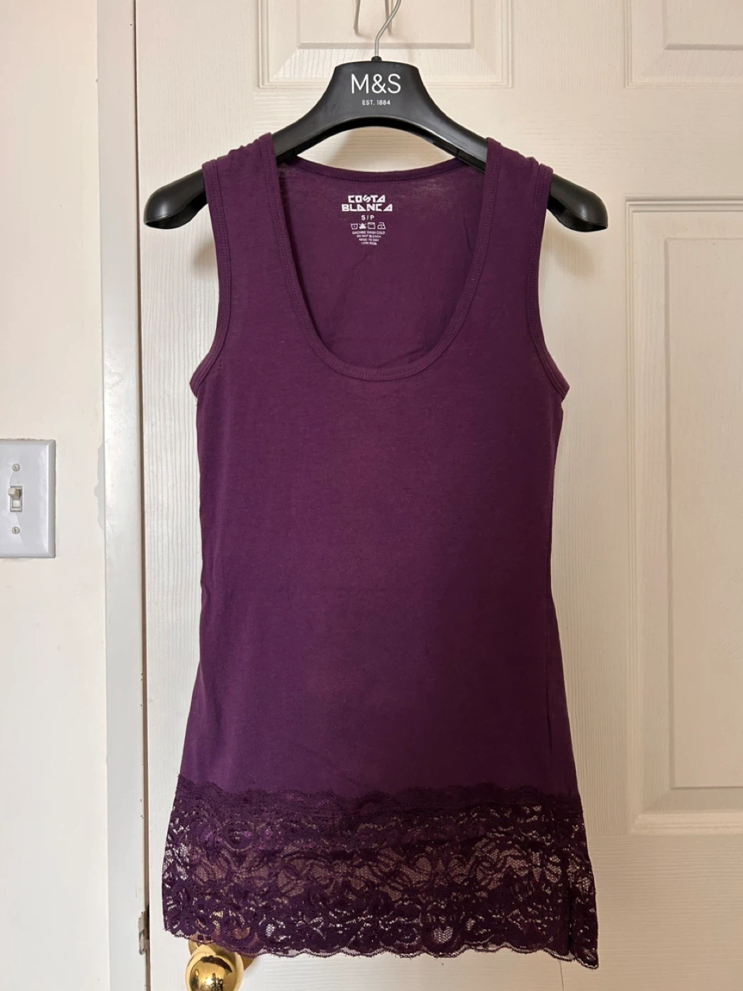 Purple Lace Trim Tank Top, Size S - photo 2