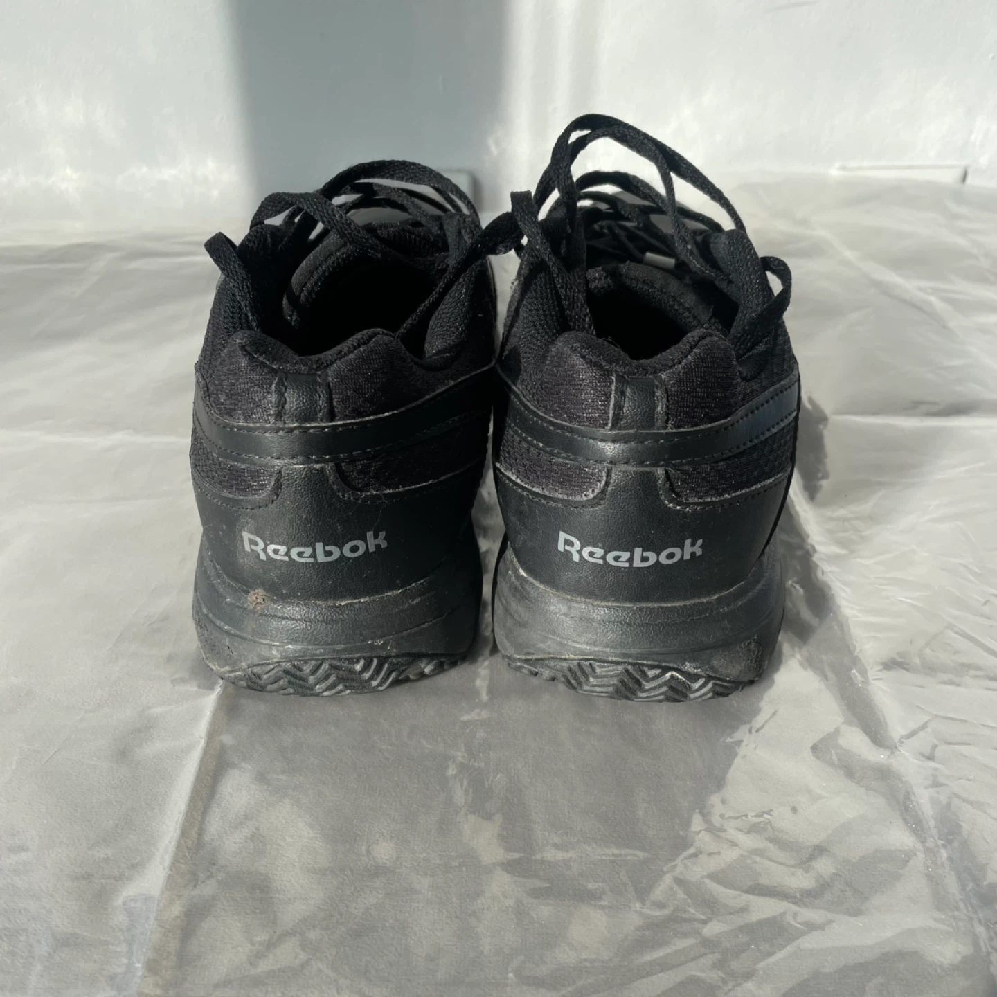 Reebok Black Leather Trainers Shoes. Size 7.5 - photo 3