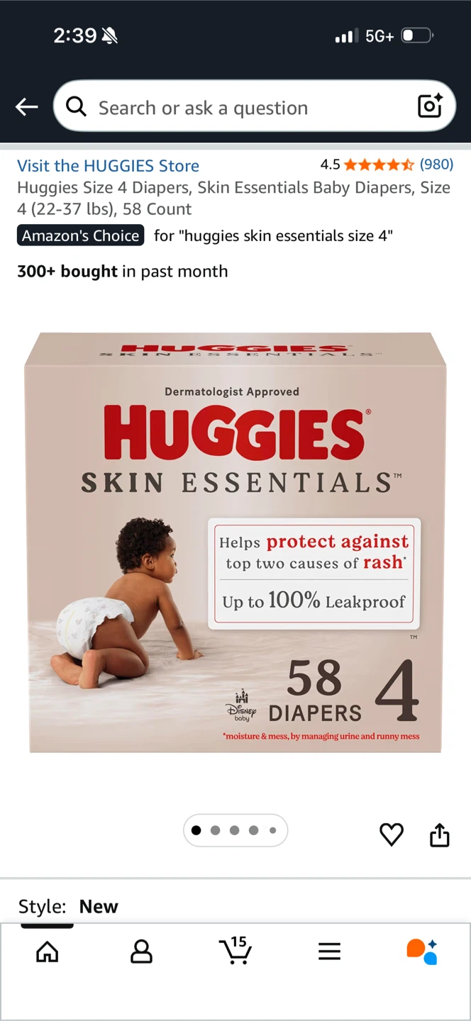 2 Brand New Boxes of Huggies Size 4 Skin Essentials Diaper