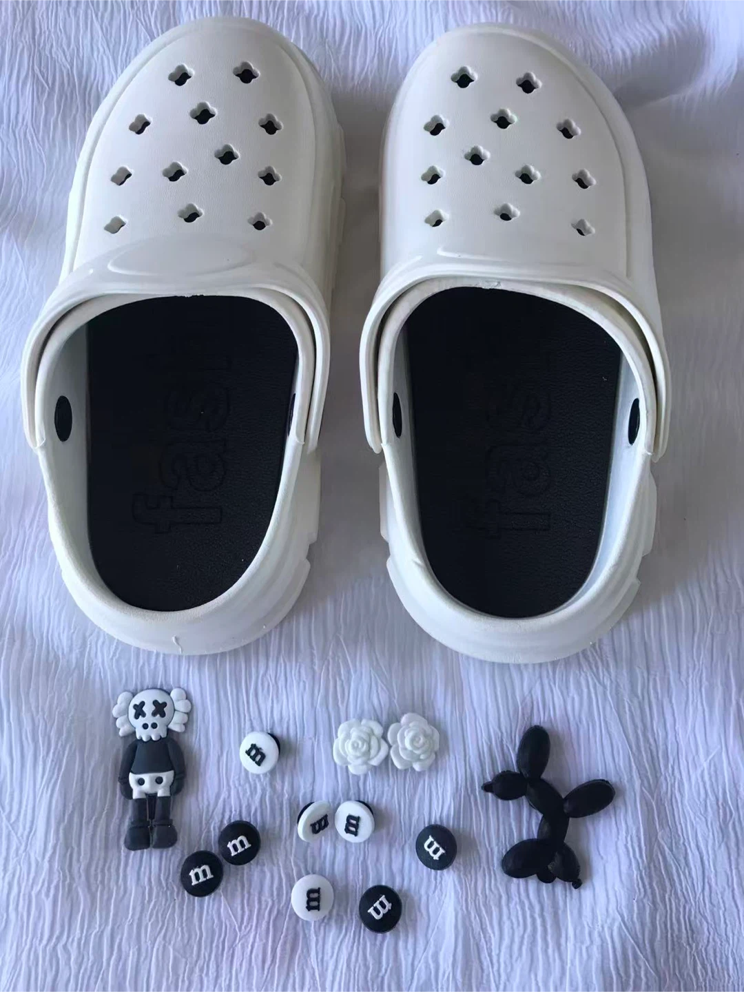 White Clogs with FREE Charms - $10