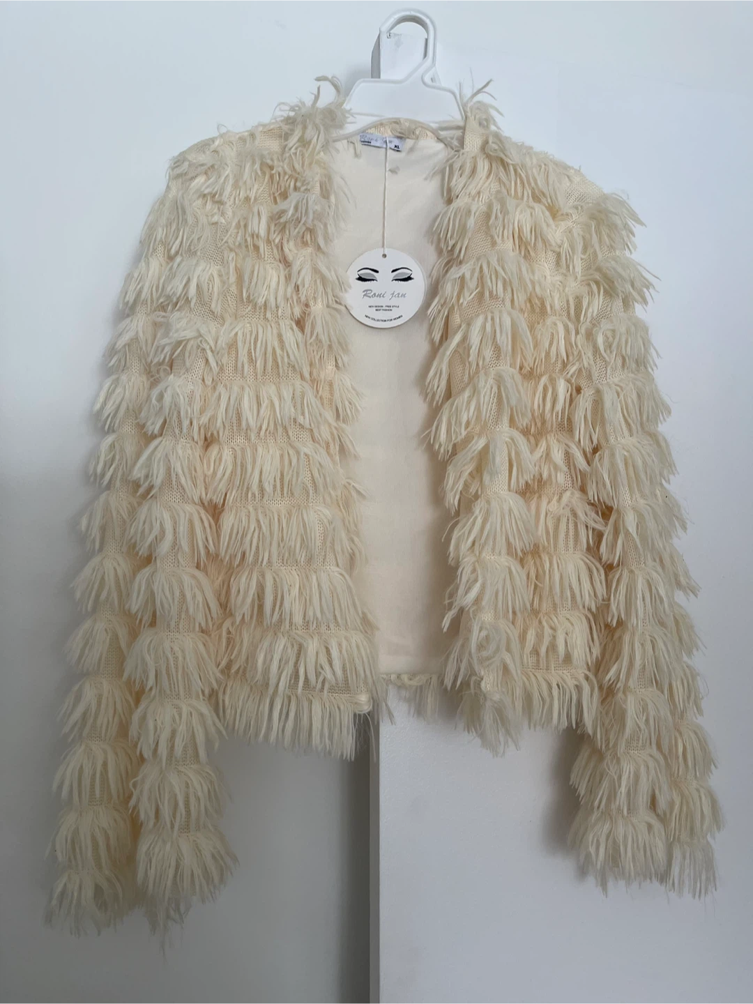 Cream Shaggy Fringe Jacket
