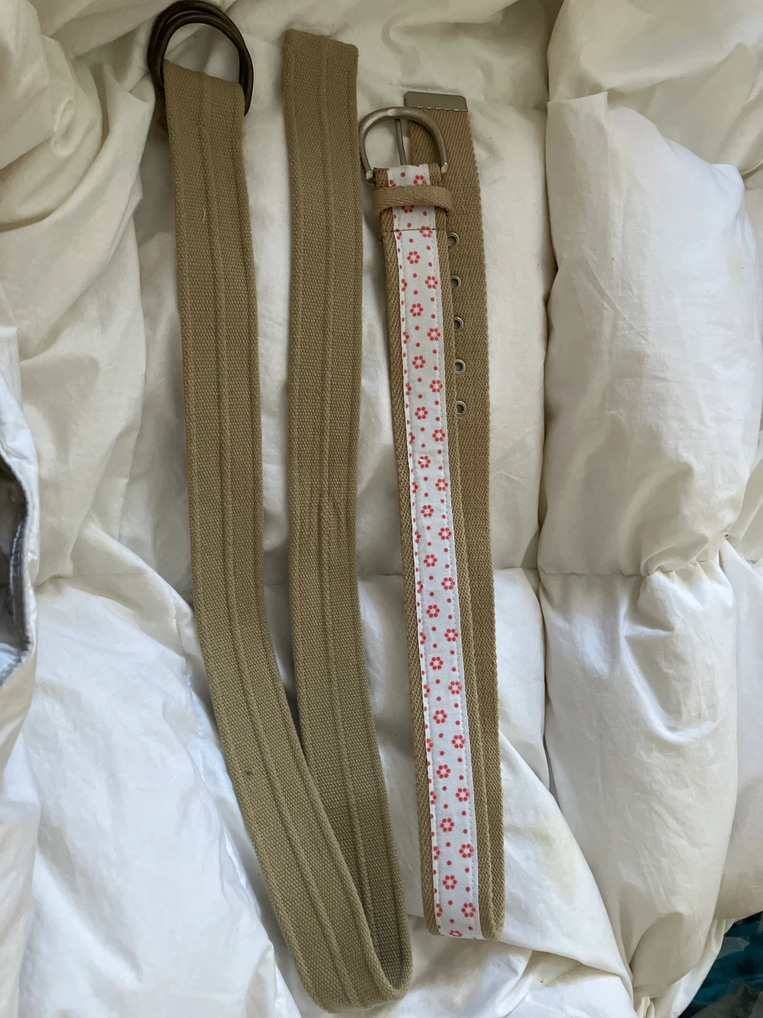 Canvas Belt with Red Flower Pattern Accent