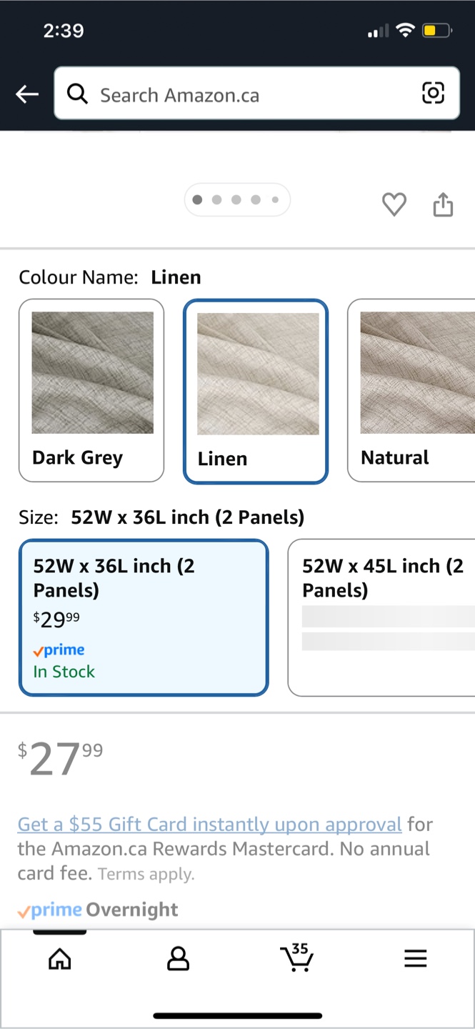 Linen Kitchen Curtains 52W x 36L Inch (2 Panels) - photo 2