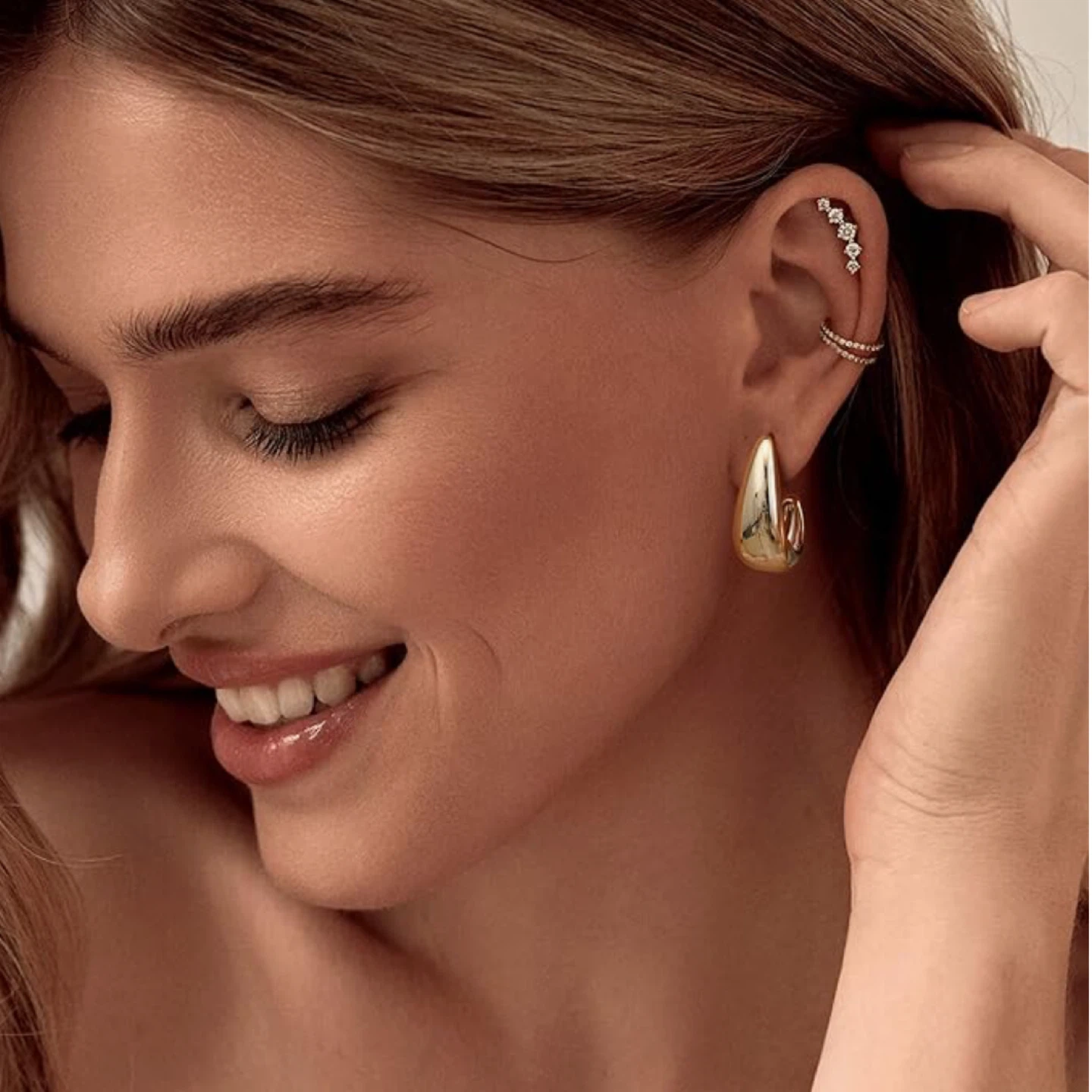 Gold Tone Teardrop Hoop Earrings - photo 2