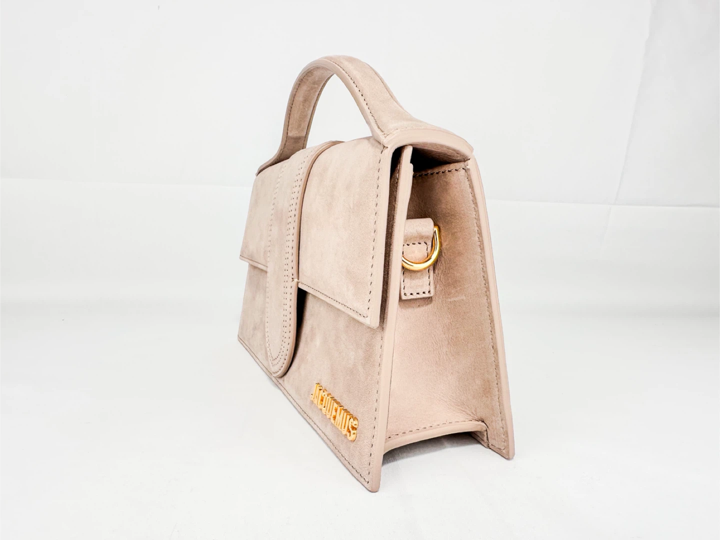 Jacquemus Le Grand Bambino Nubuck Leather Top Handle Bag Beige - photo 4