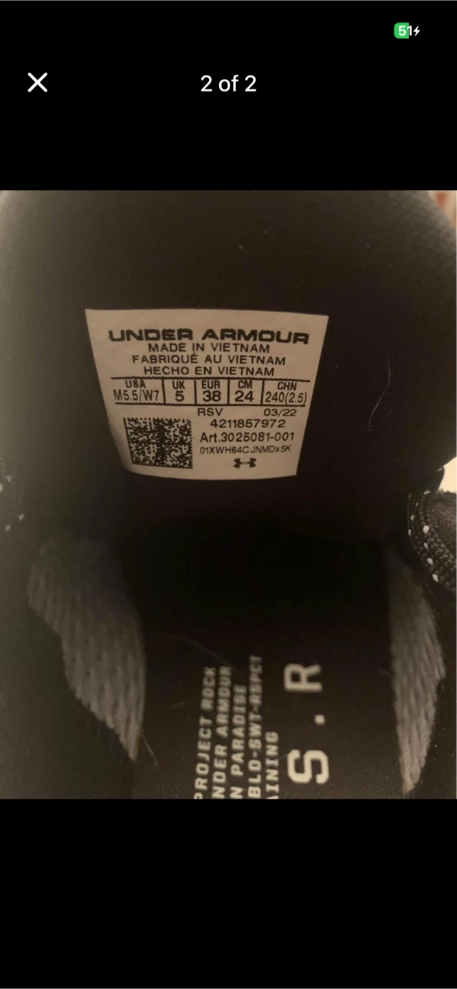 Under Armour "Project Rock" Black Training Shoes - photo 2