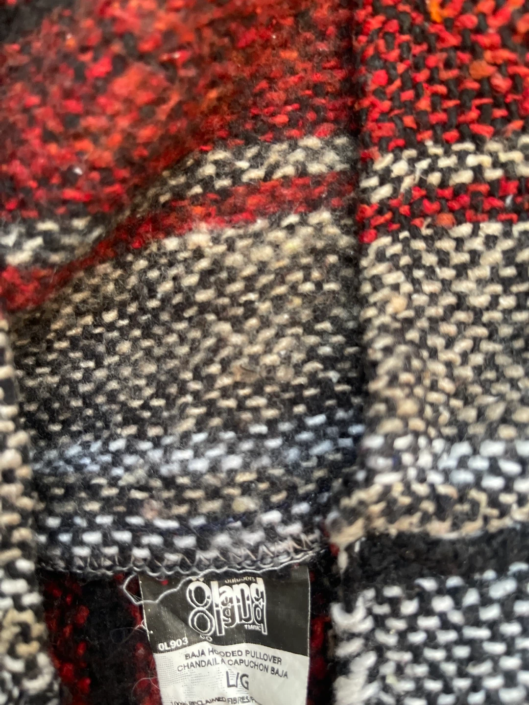 Outdoor Tribe Baja Hoodie Pullover L/G Red Black White - photo 2