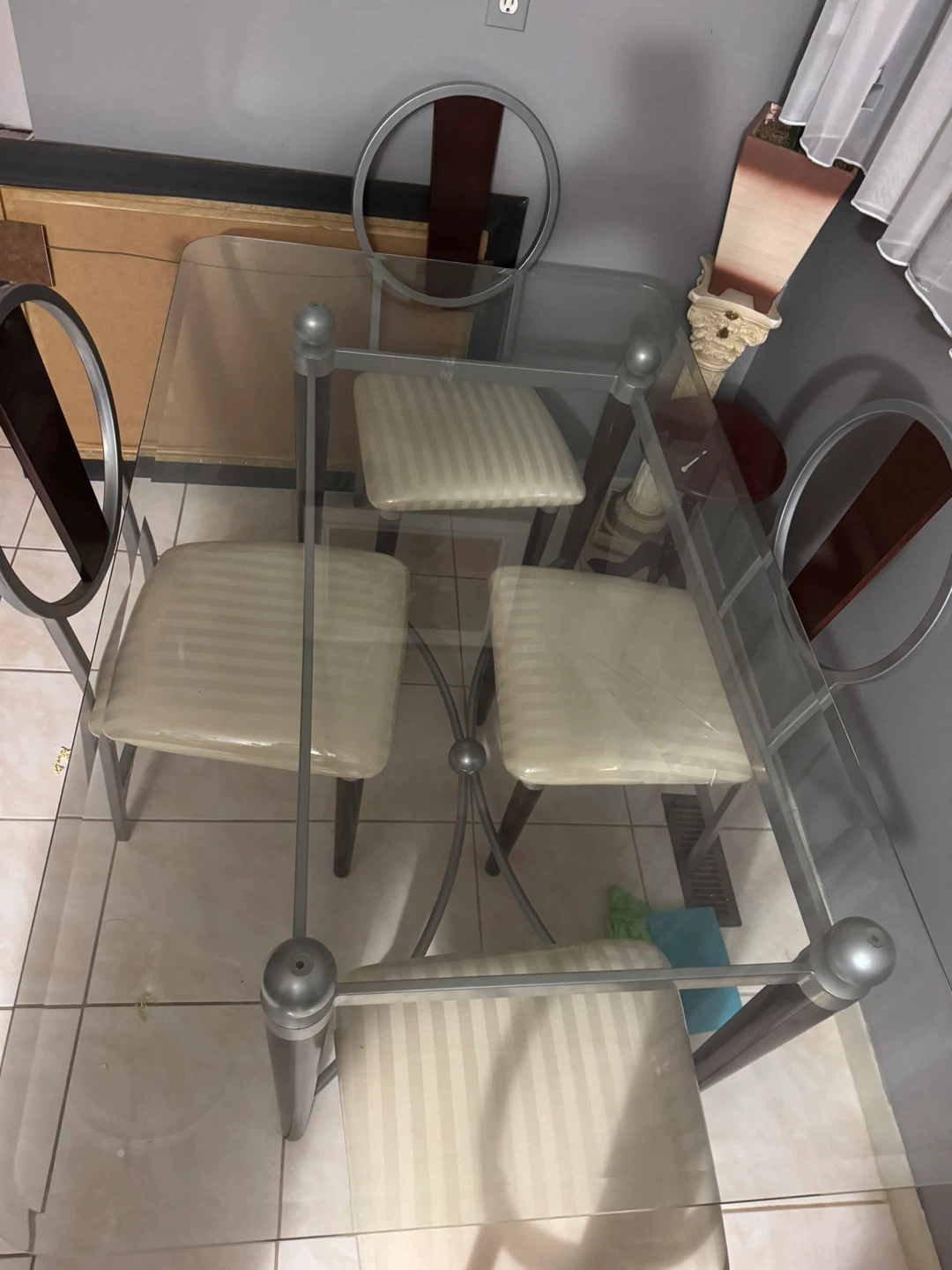 Glass Dining Table with 4 Chairs
