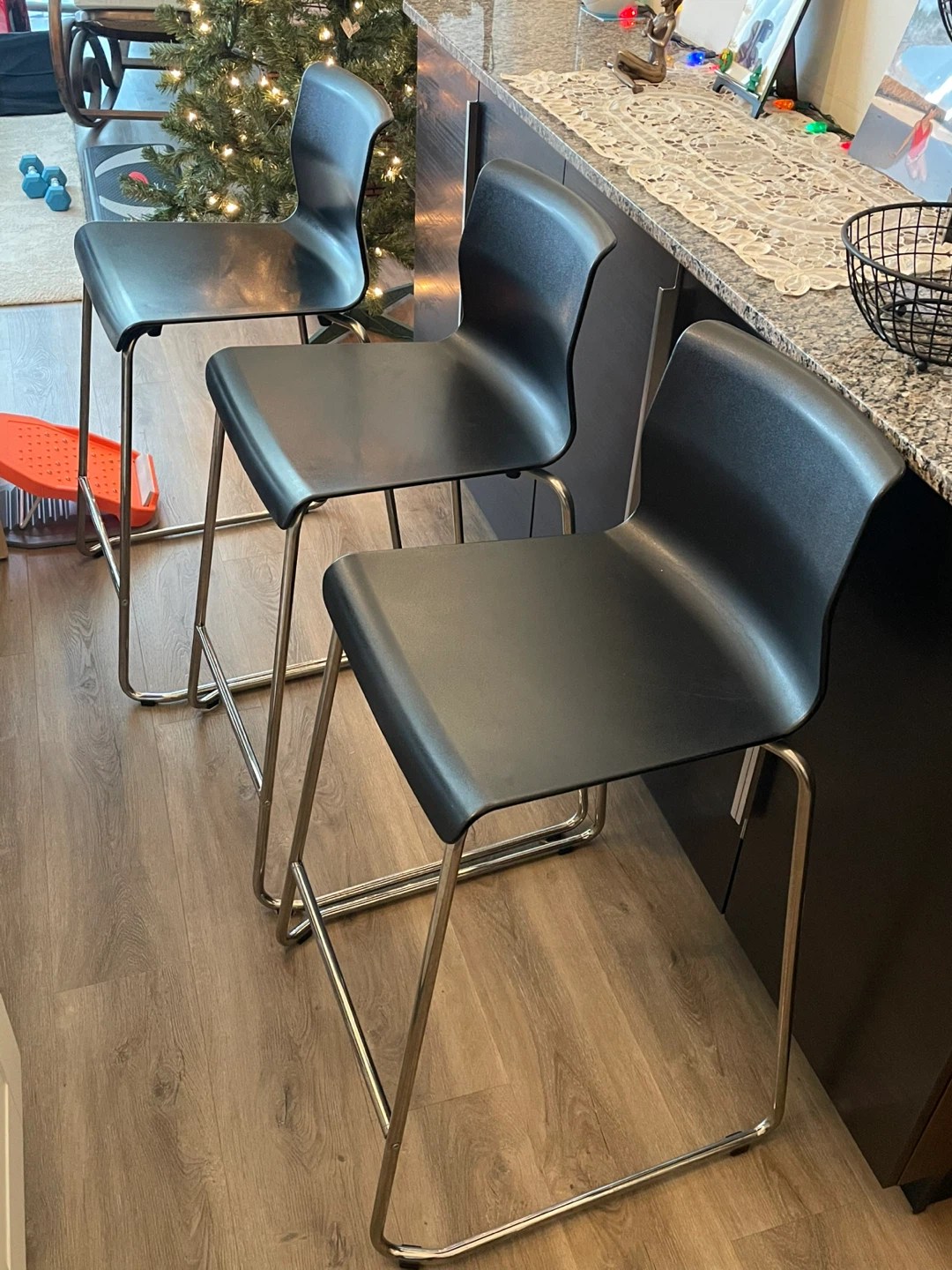 3 IKEA Bar Stools with Chrome Legs
