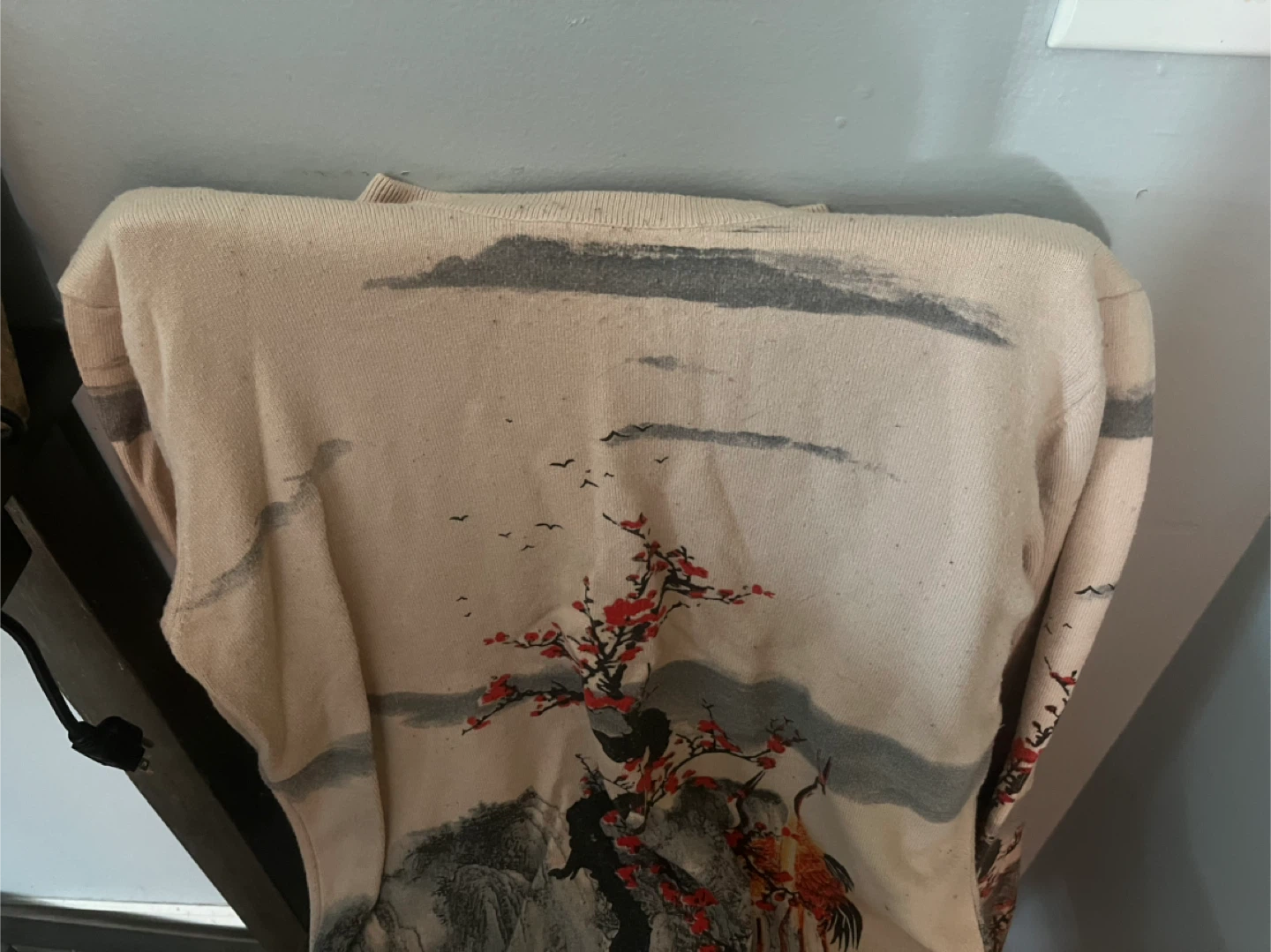 Japanese Crane & Cherry Blossom Sweater