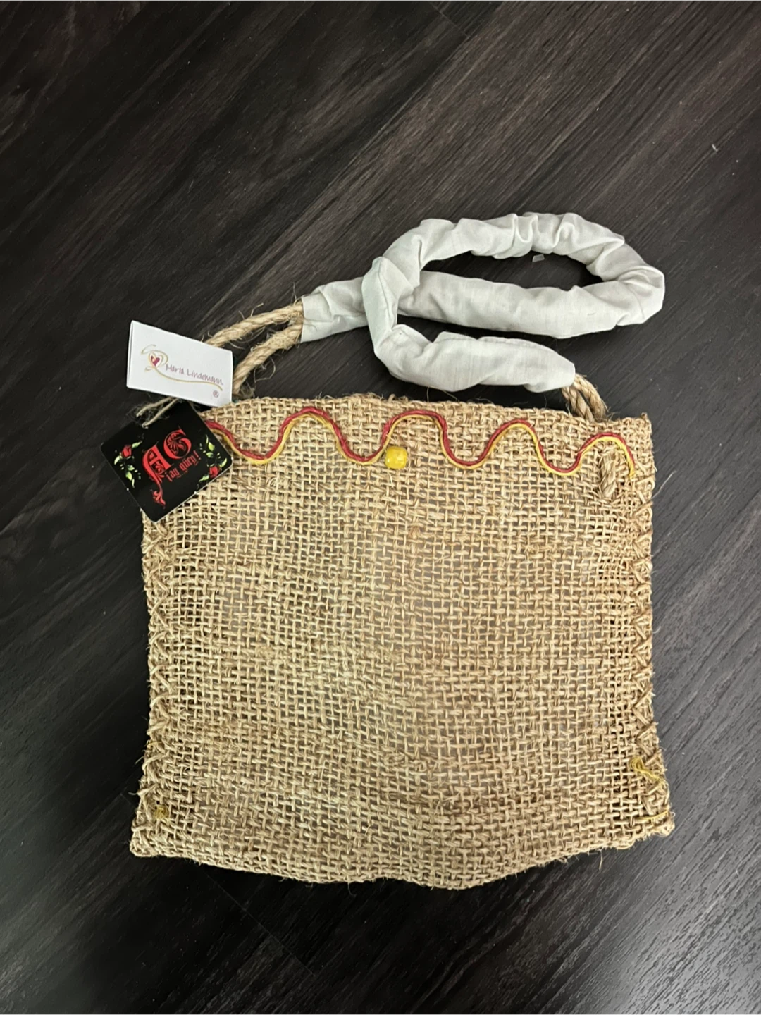 Handmade Ixtle Cactus Fiber Woven Bag with Embroidered Flowers - photo 2