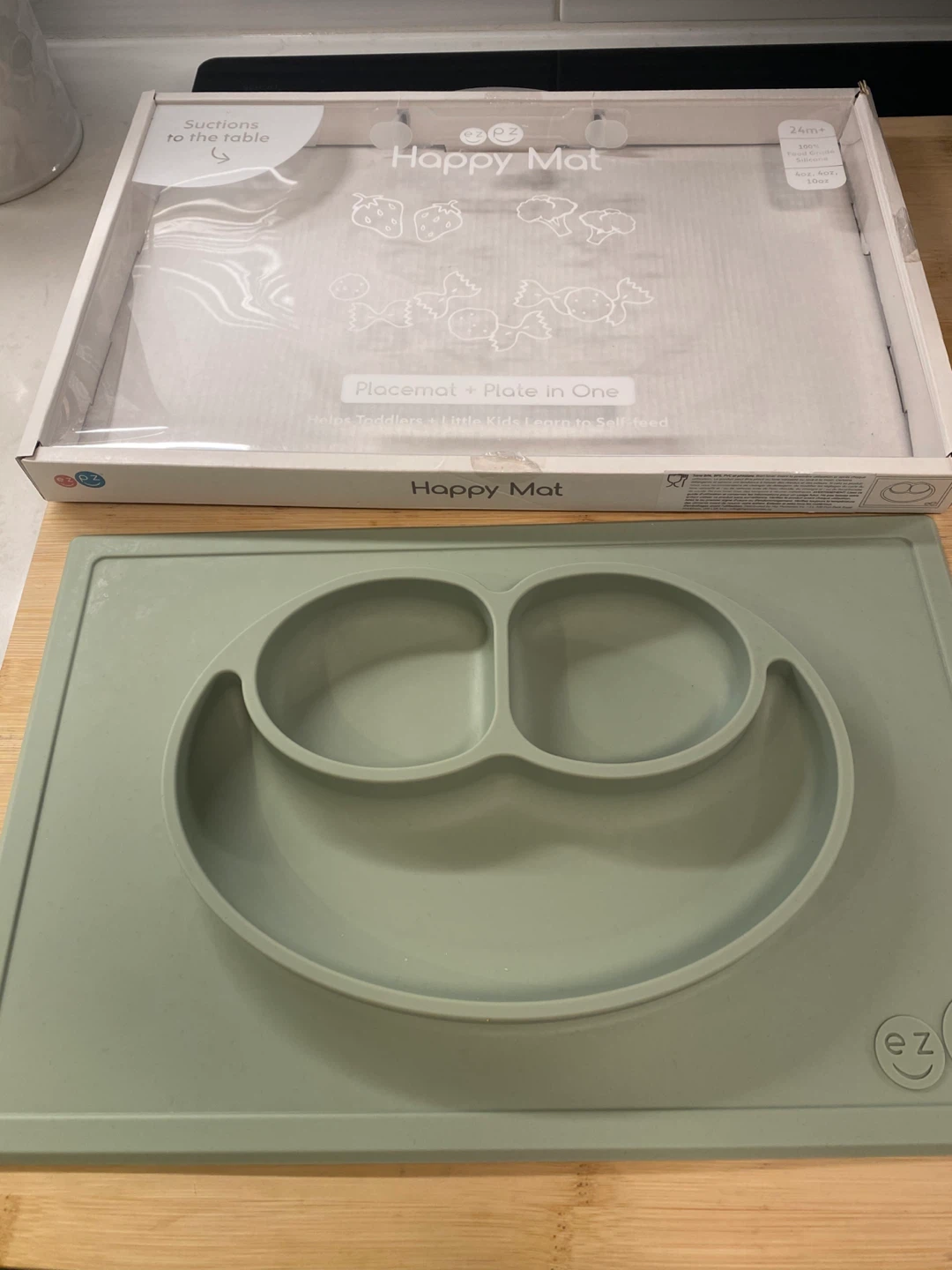 ezpz Happy Mat - Placemat + Plate, sage