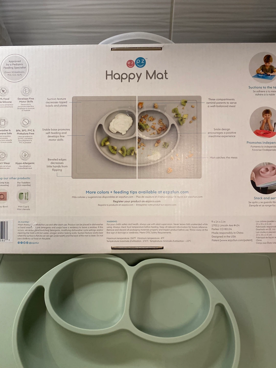ezpz Happy Mat - Placemat + Plate, sage - photo 3