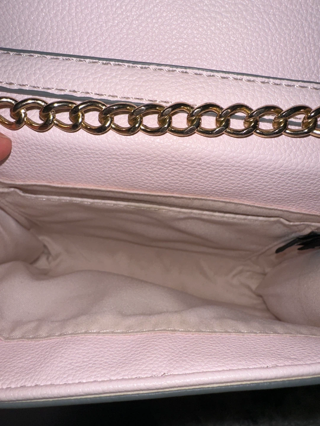 Pink Faux Leather Crossbody Purse with Gold Chain - photo 2