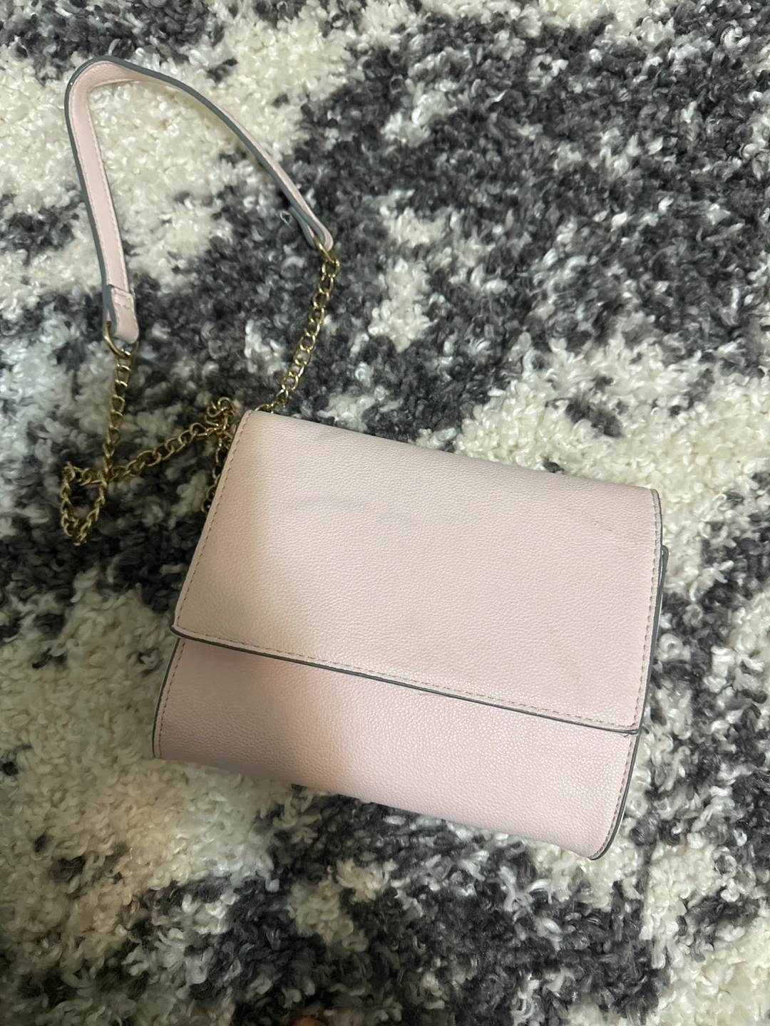Pink Faux Leather Crossbody Purse with Gold Chain