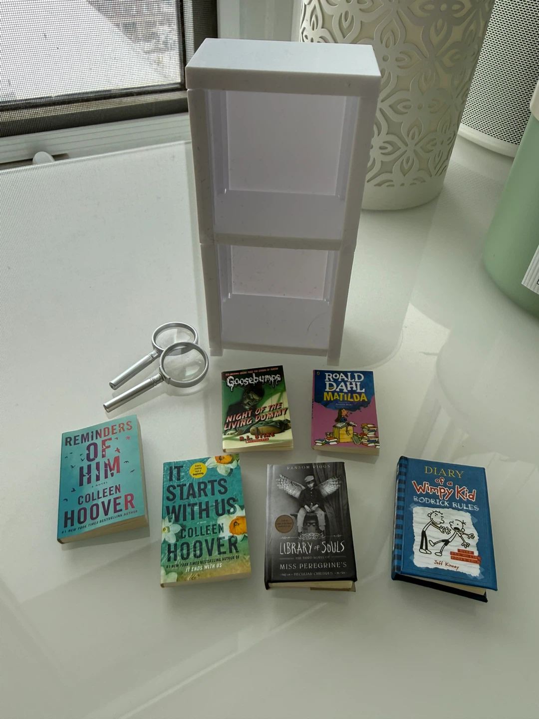 Mini books and bookshelf