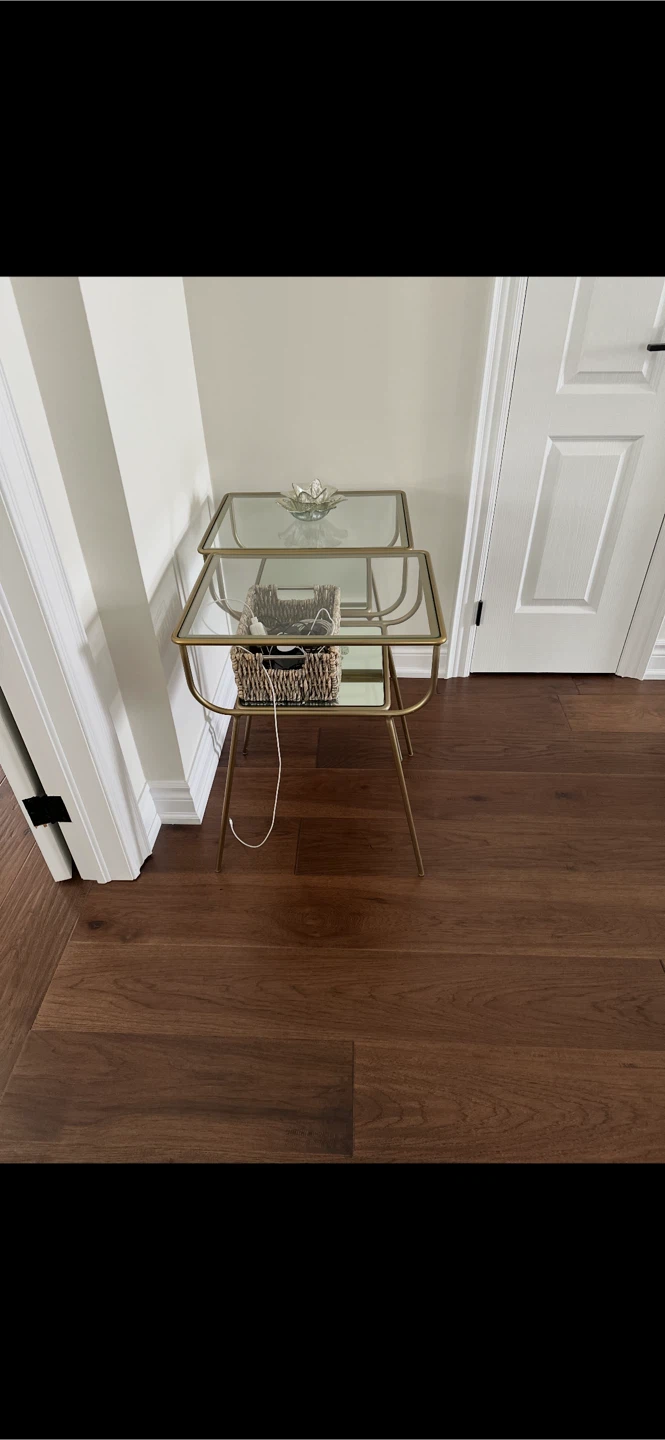 West elm —2 Gold Metal Side/night Table with Glass Shelves - photo 2