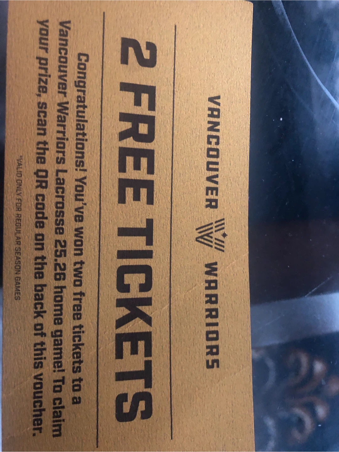 Vancouver Warriors 2 Free Tickets for only 45$