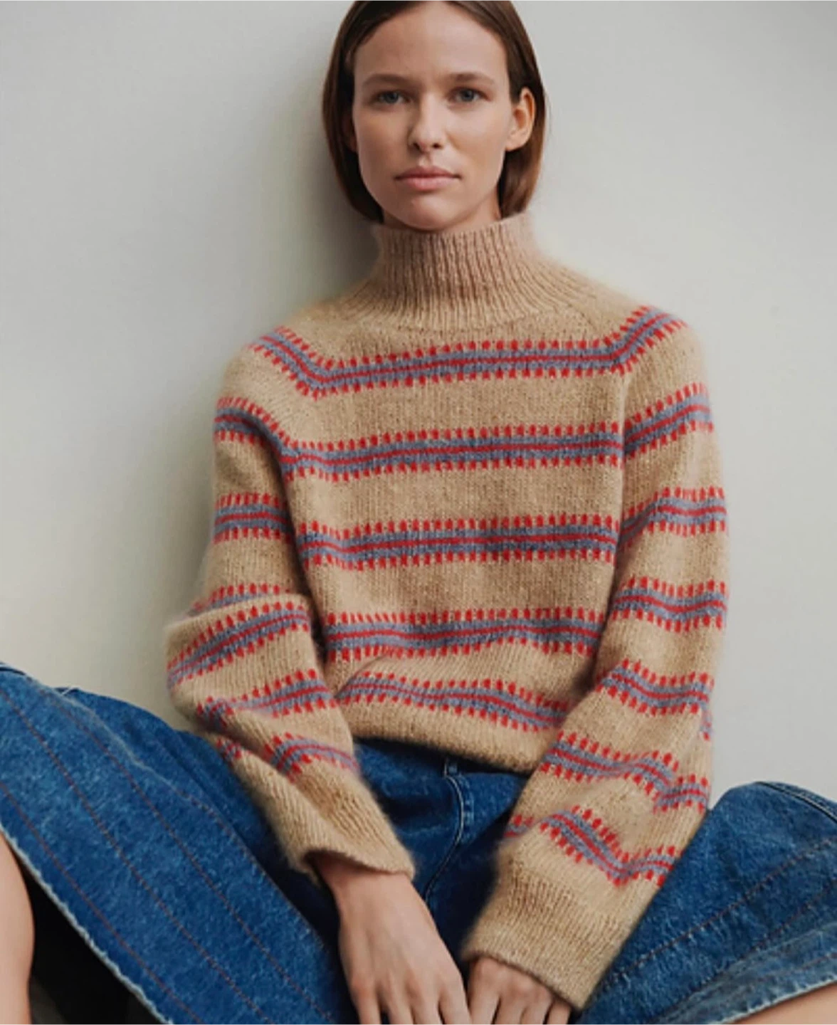 Women's Striped Turtleneck Sweater - photo 4