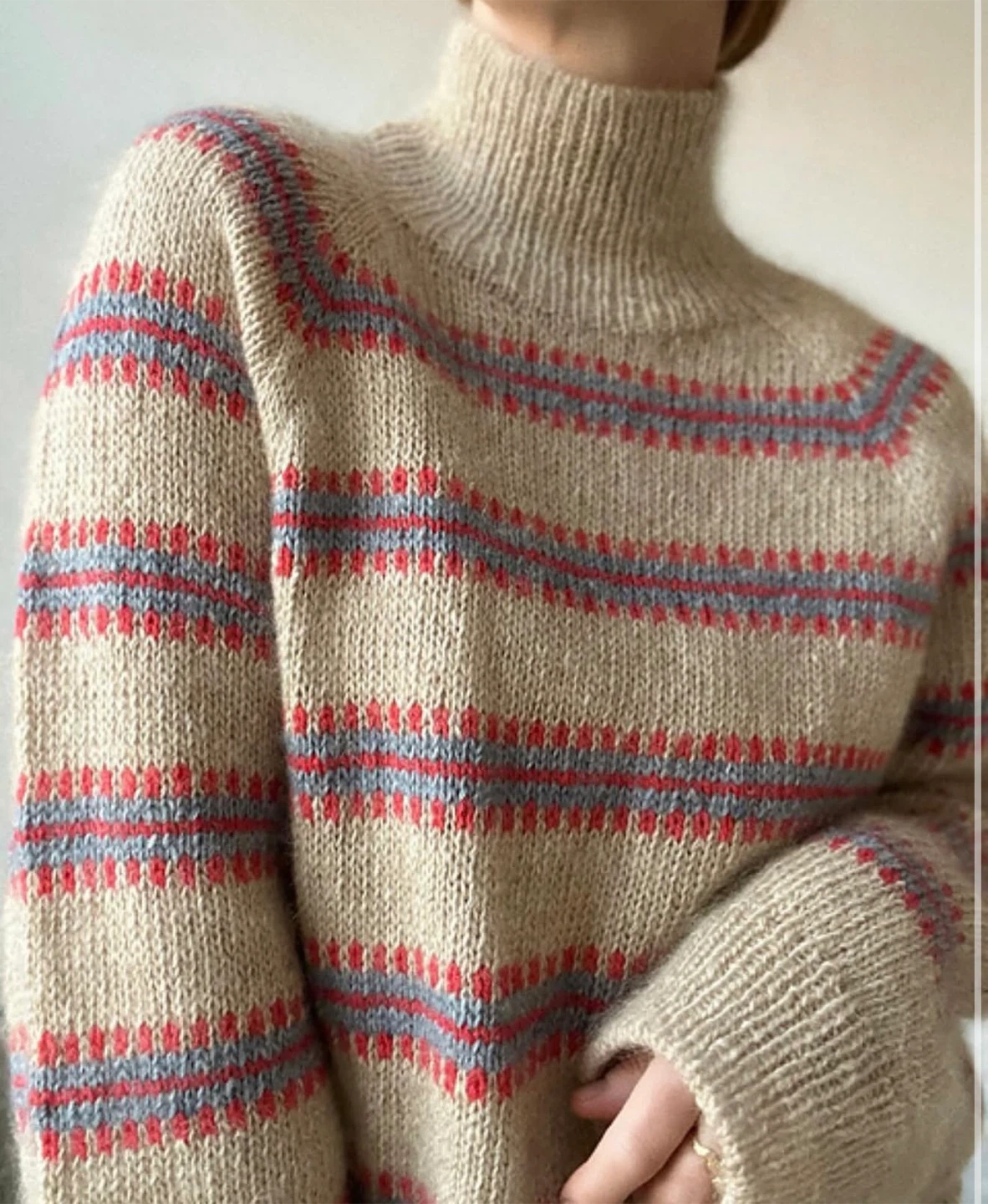 Women's Striped Turtleneck Sweater - photo 3