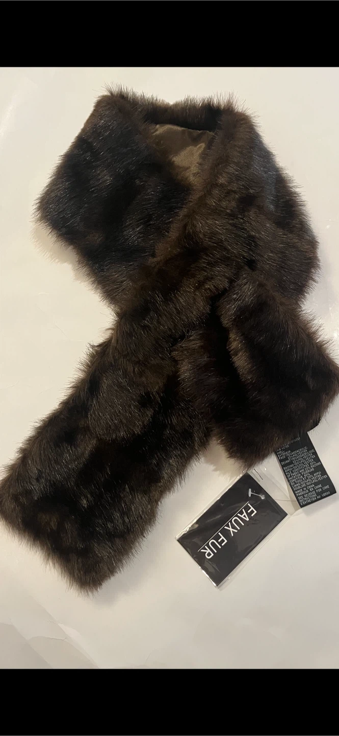 Faux Fur Scarf - Dark Brown