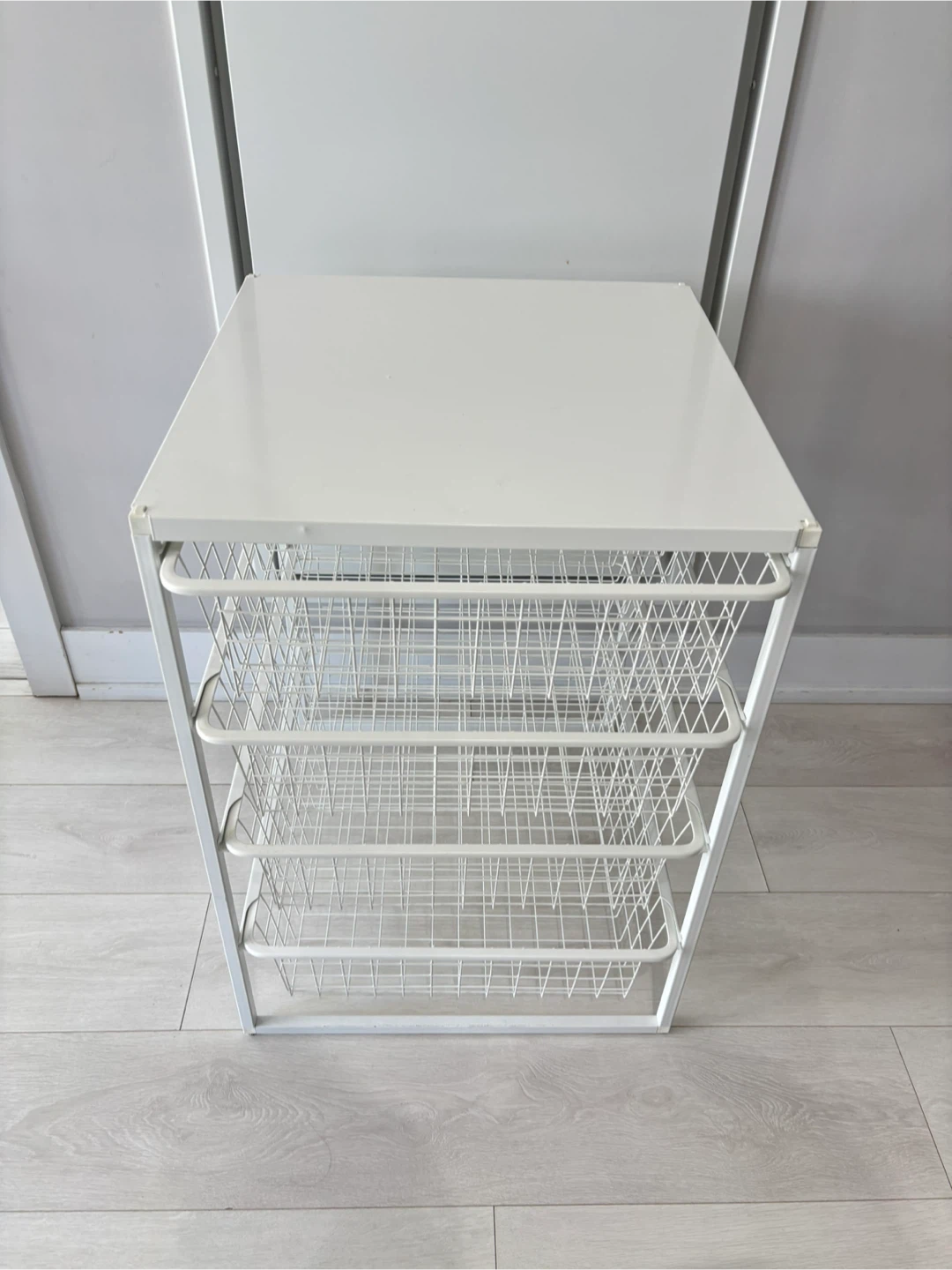 White 4-Drawer Wire Storage Unit