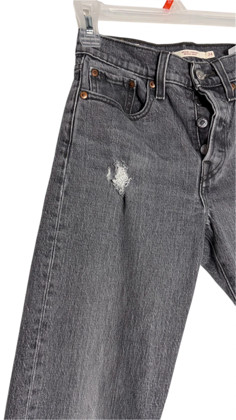 Levi's Premium Wedgie Straight Gray Distressed Denim Jeans - photo 2