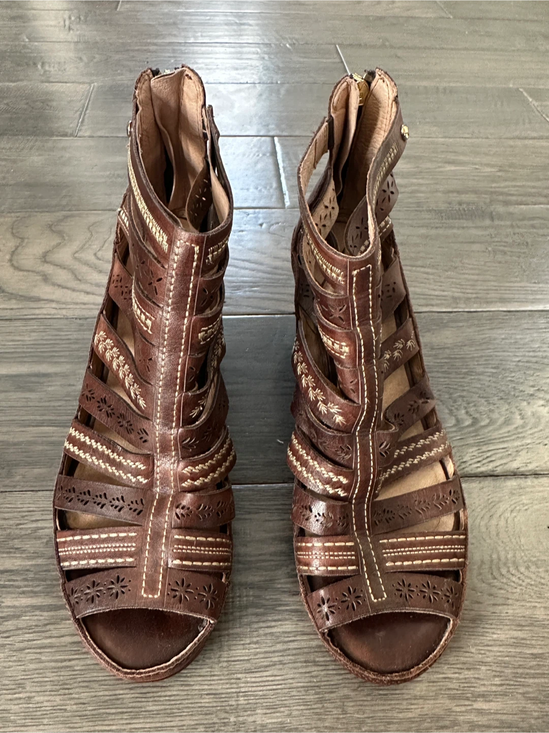 Pikolinos Brown Leather Gladiator Sandals