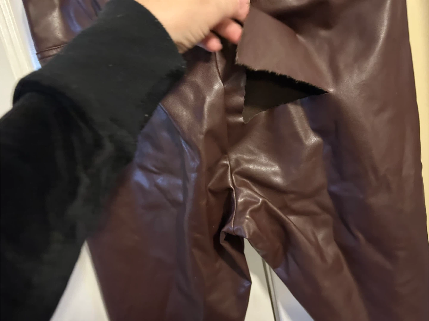 Leather only Maroon Faux Leather Leggings - photo 2
