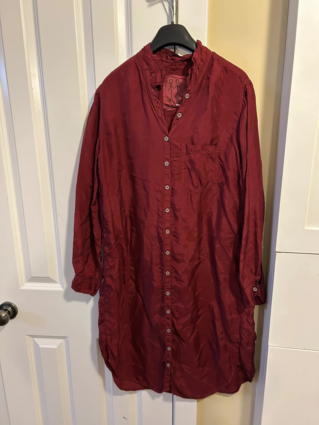 Maroon Button-Up Shirt Dress