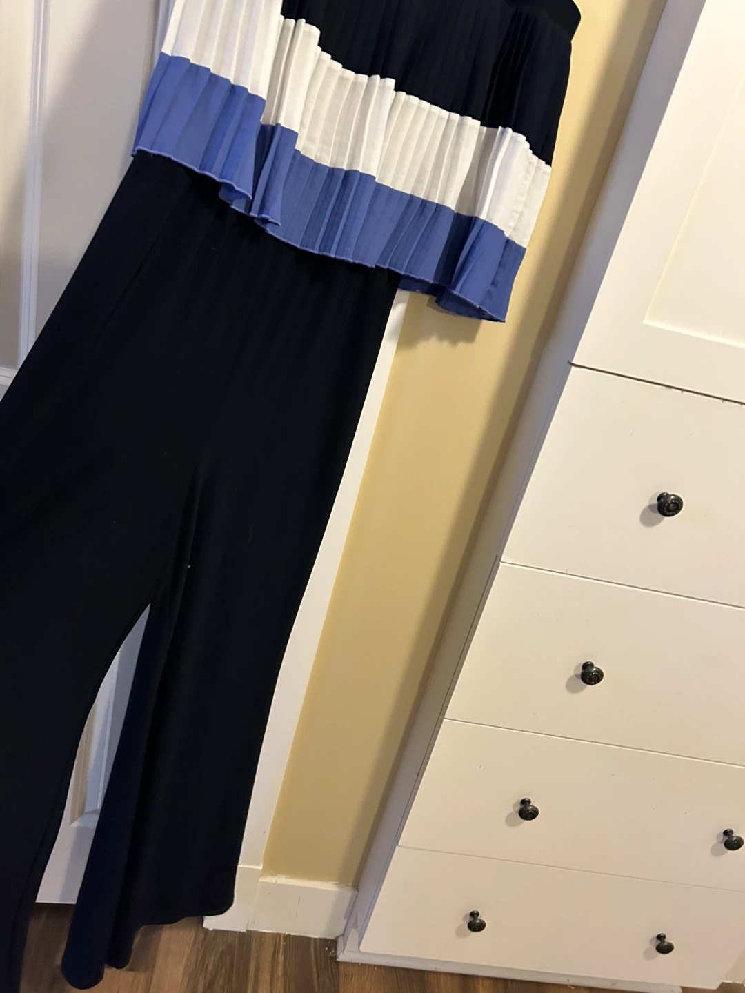 Joseph Ribkoff Navy, White, and Blue Pleated Jumpsuit - photo 2