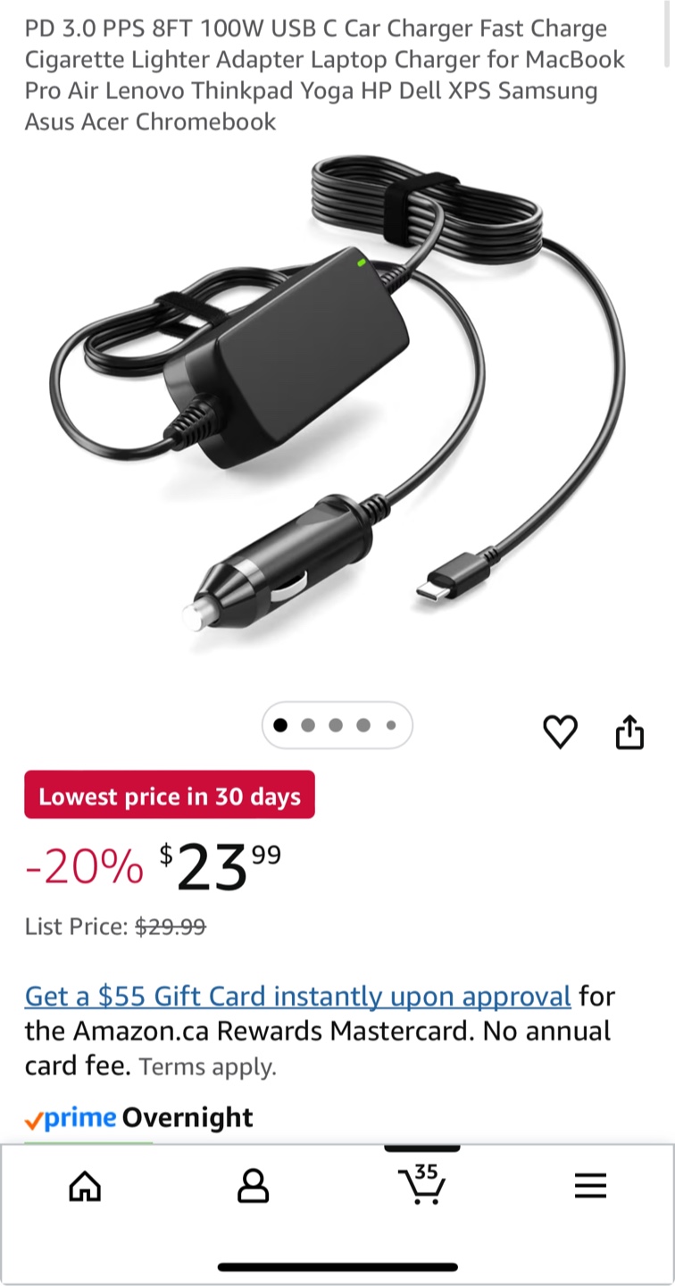 100W USB-C Car Charger for Laptops
