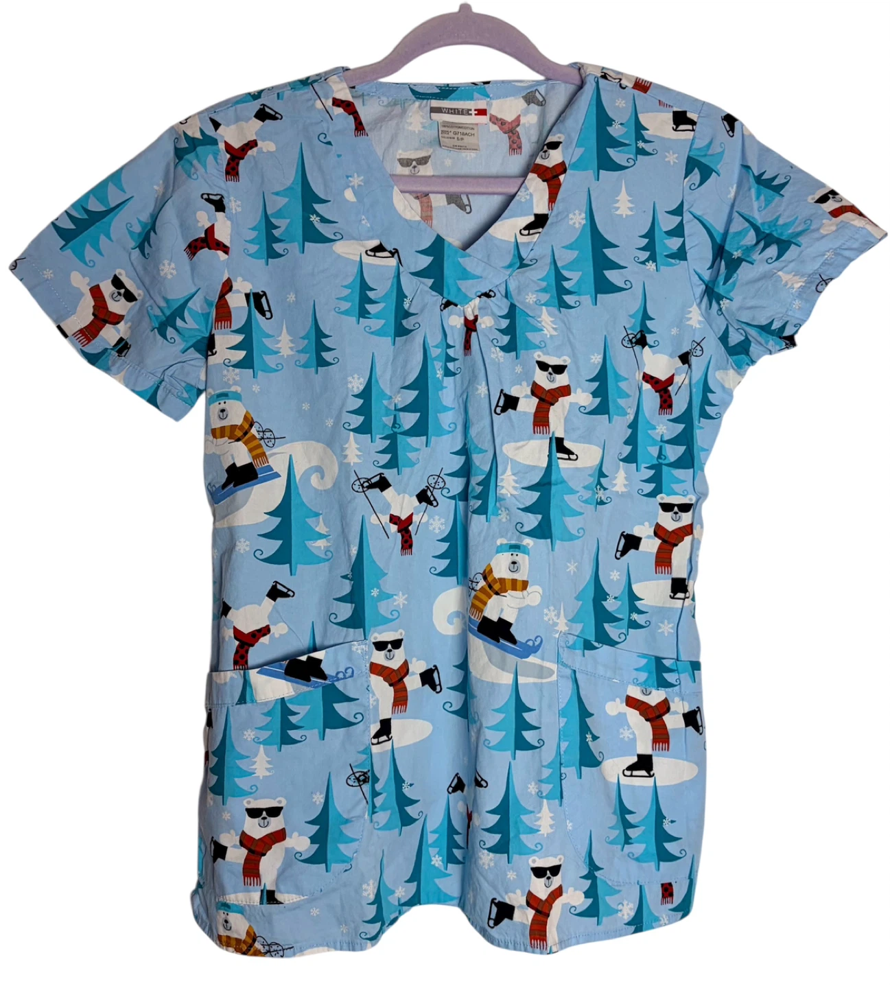 Winter Pattern Scrub Top