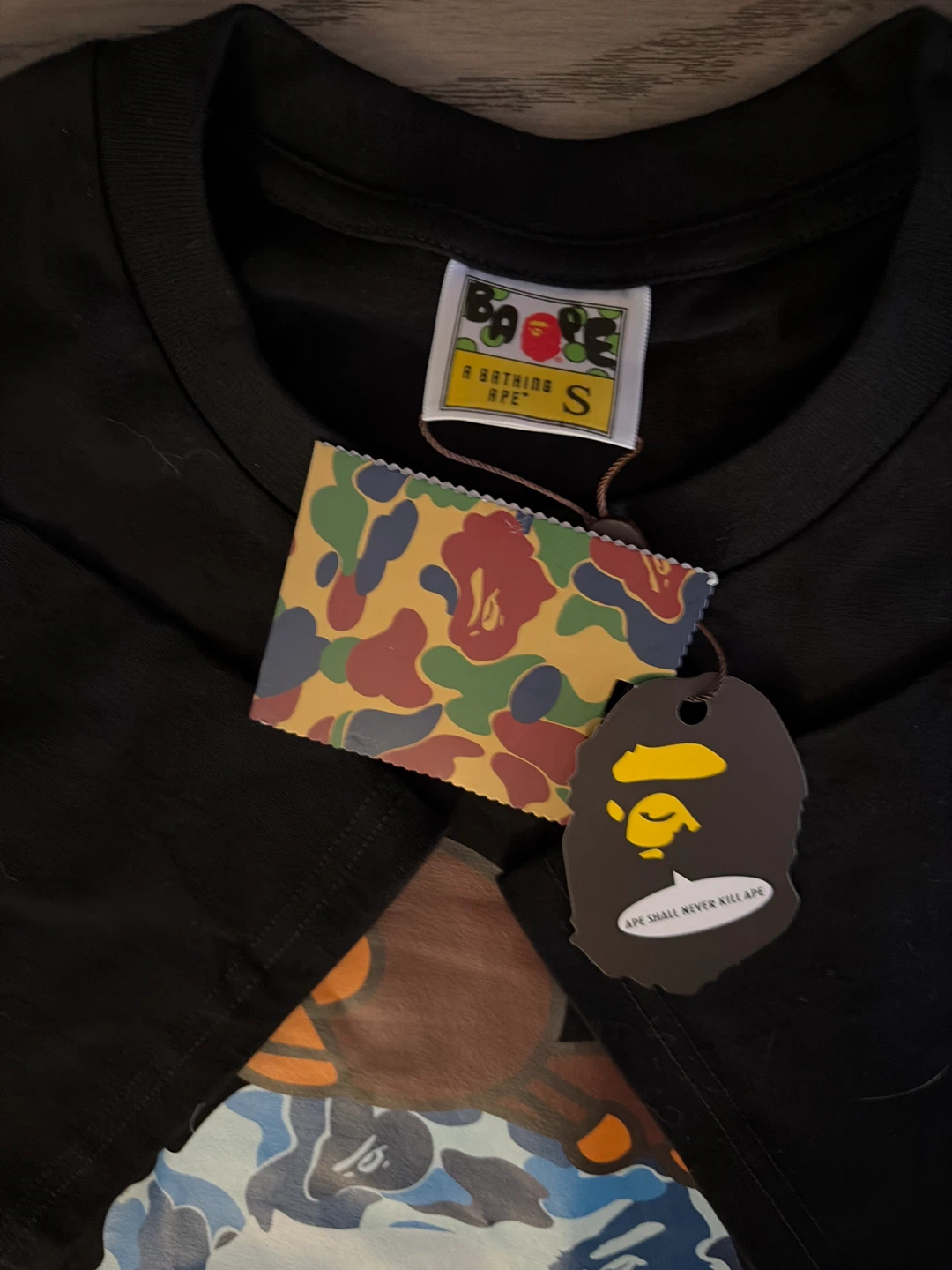 A Bathing Ape BAPE Black Camo T-Shirt Size S - photo 2