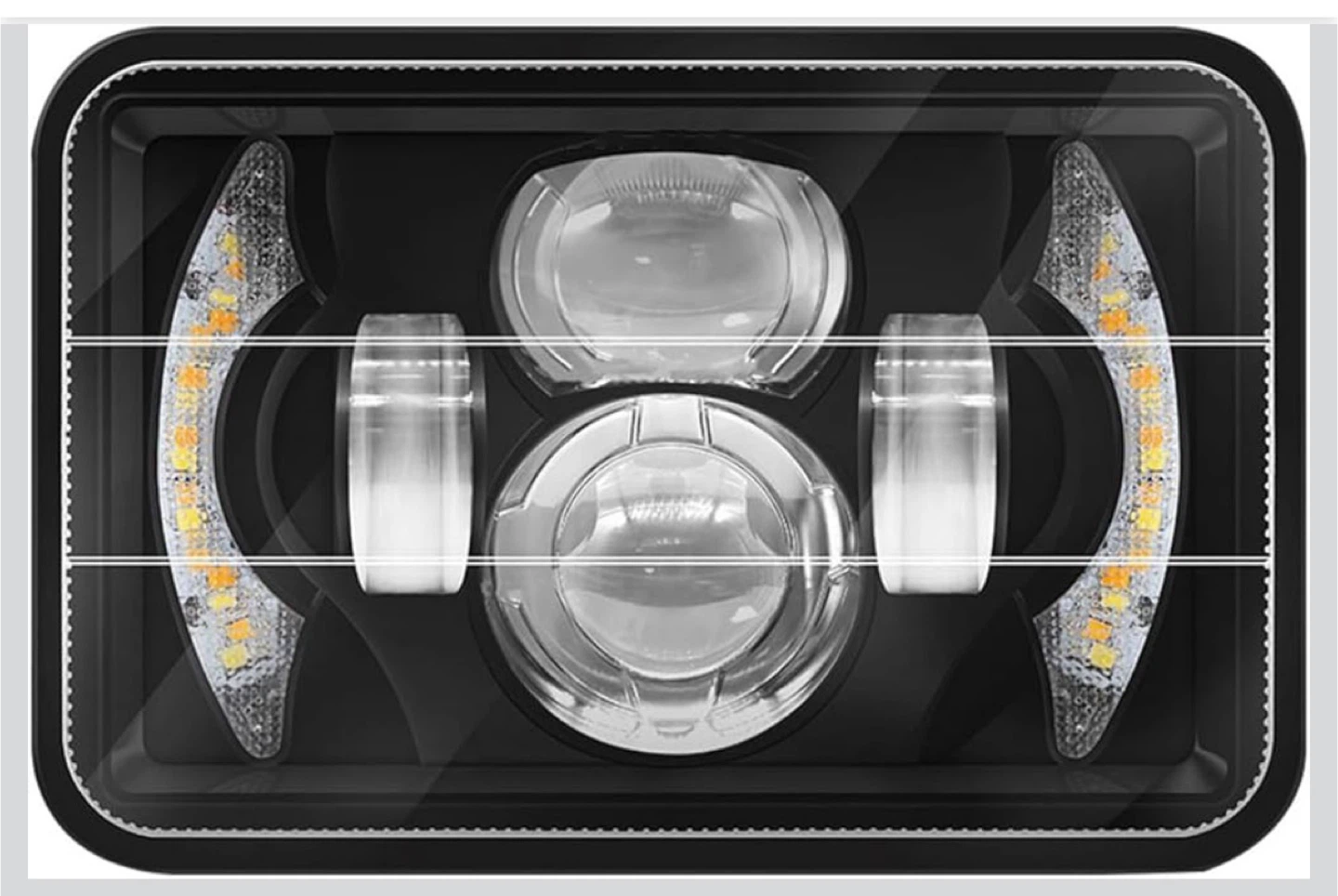 Rectangular LED Headlights with DRL - Pair