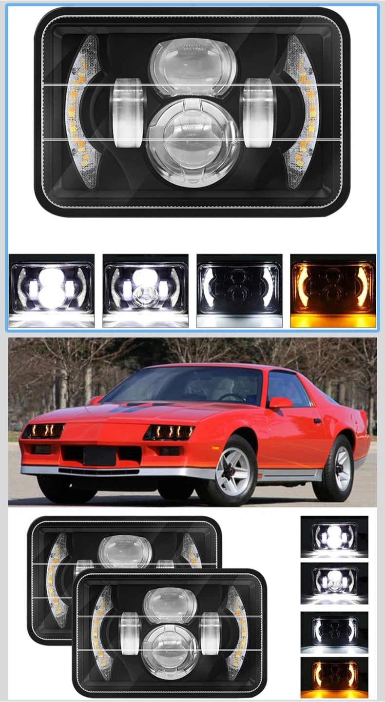Rectangular LED Headlights with DRL - Pair - photo 2