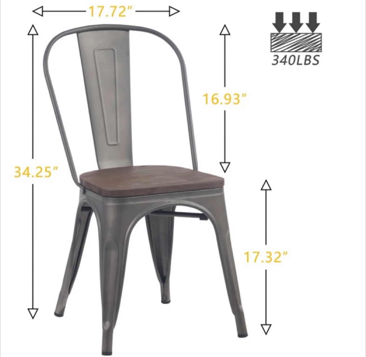 4 Black Metal Dining Chairs - photo 3