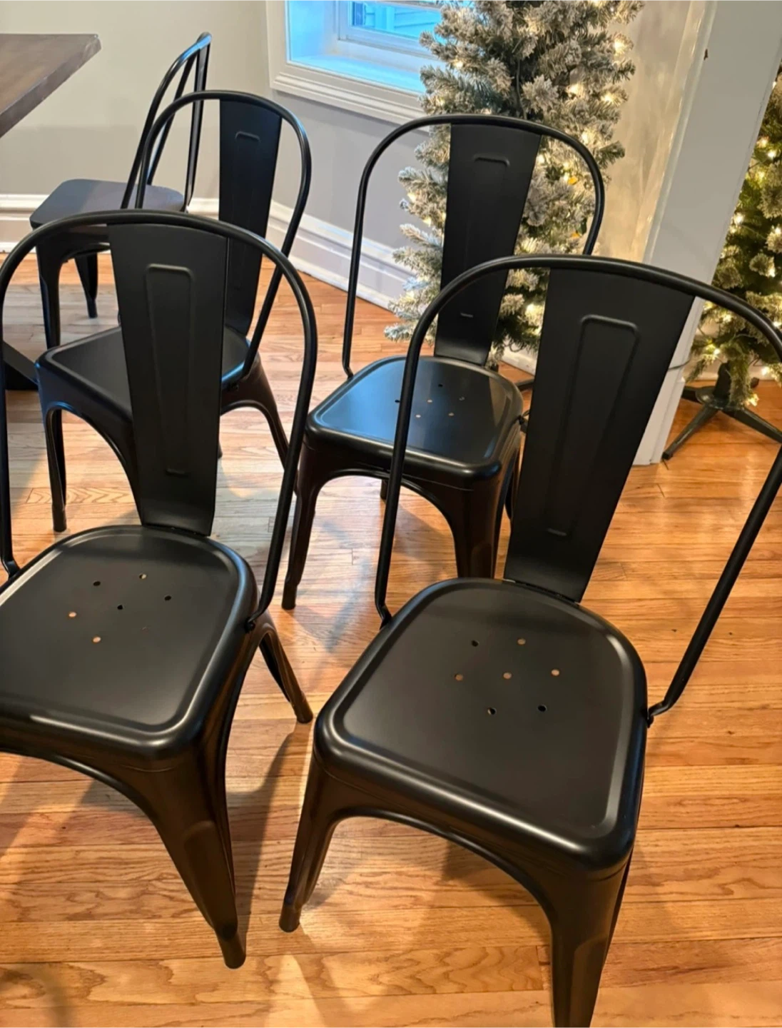 4 Black Metal Dining Chairs