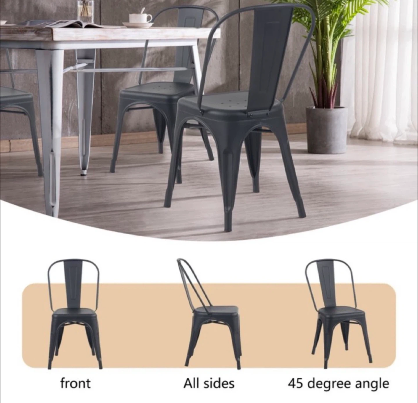 4 Black Metal Dining Chairs - photo 2