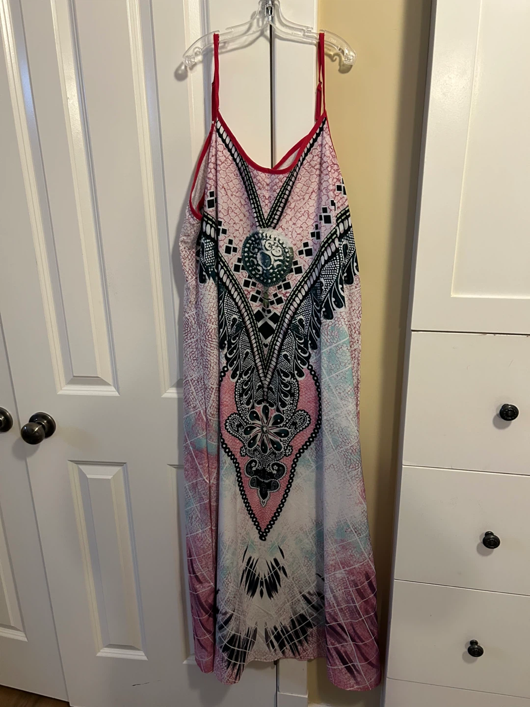 Pink and Black Patterned Maxi Dress
