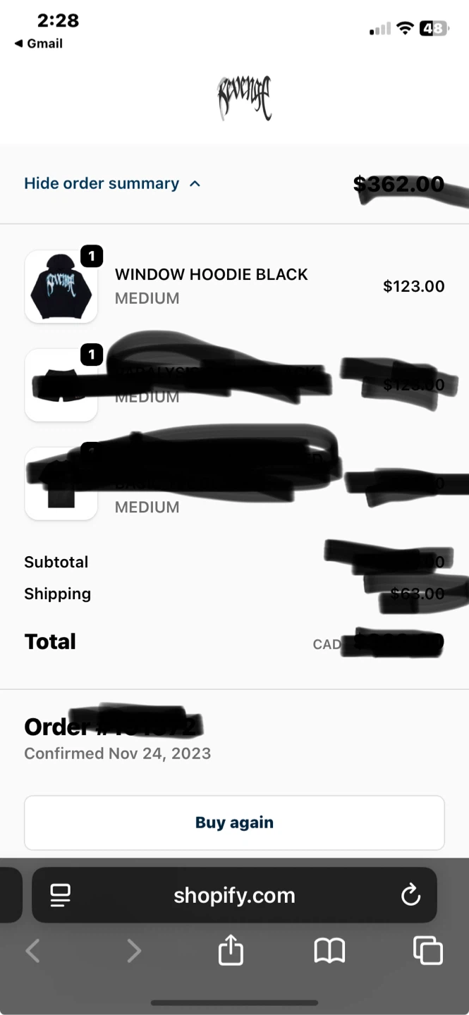 Revenge “Blue Window Arch Logo” Hoodie Size Medium *READ DESC.* - photo 3