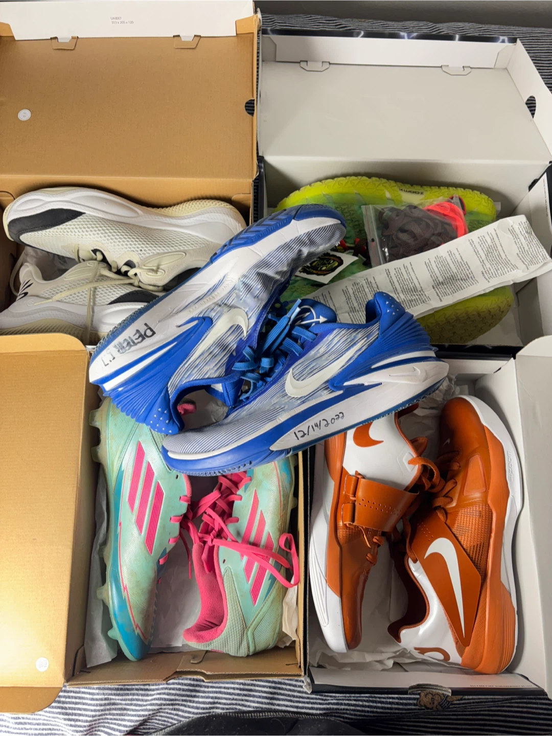 Basketball and soccer shoes