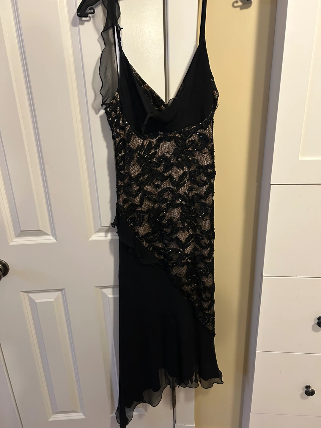 Casadei Black Lace Embellished Slip Dress Size S