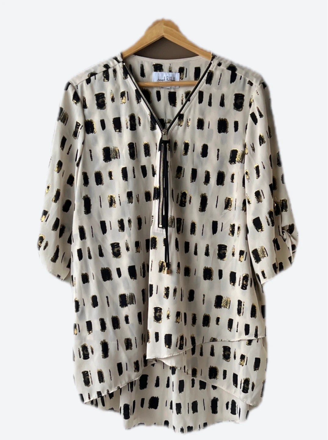 Joseph Ribkoff Black and Gold Print Blouse