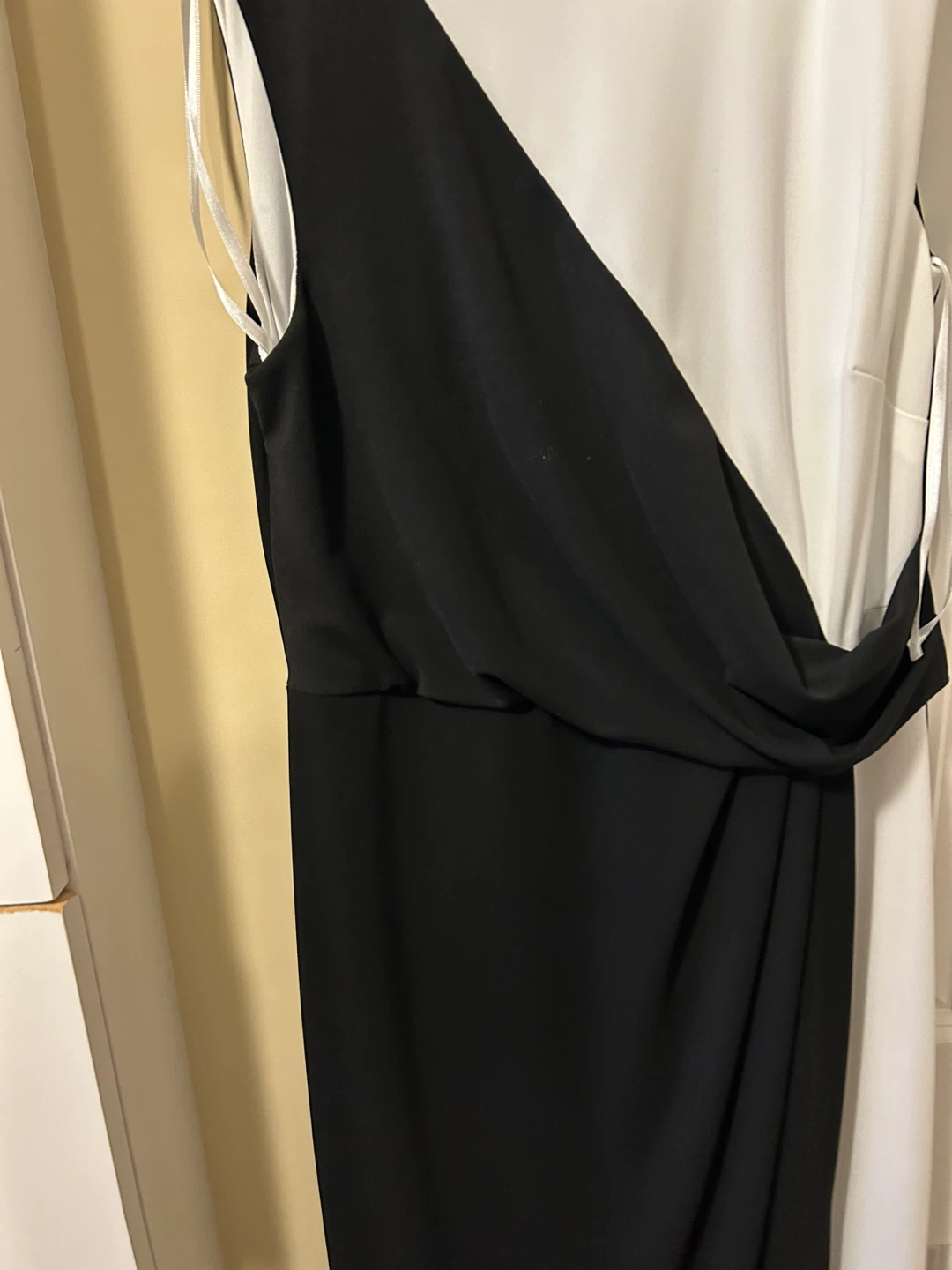 Women's Black and White Two-Tone Asymmetrical Dress - photo 2