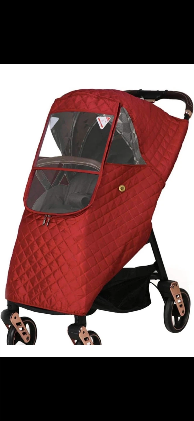 Quilted Red Baby Stroller Cover with Window